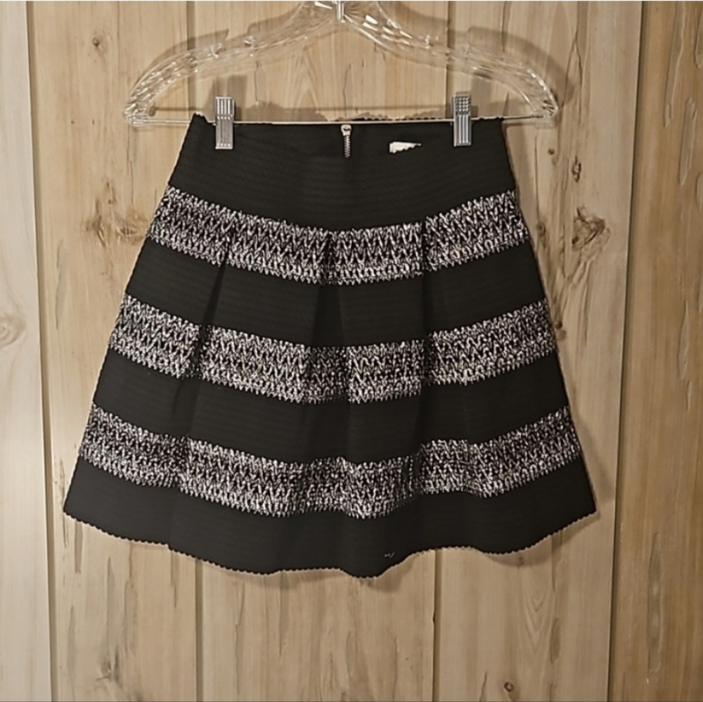 Ginger G Monochrome Striped A-Line Skirt